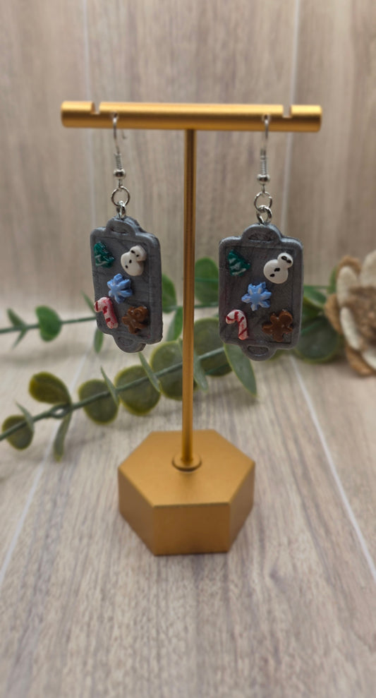 Cookie Sheet with Christmas Cookies Dangle Earrings