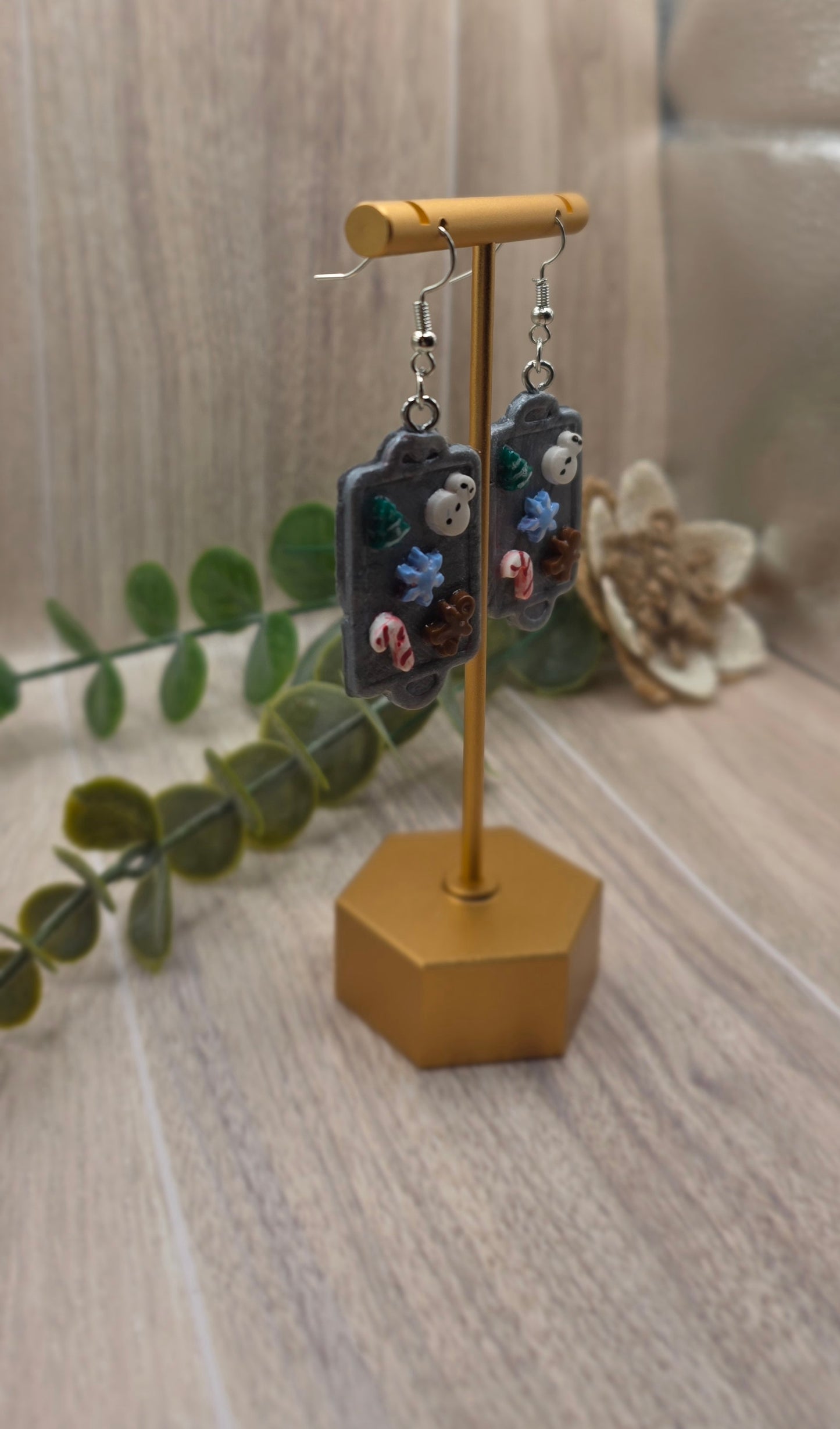 Cookie Sheet with Christmas Cookies Dangle Earrings