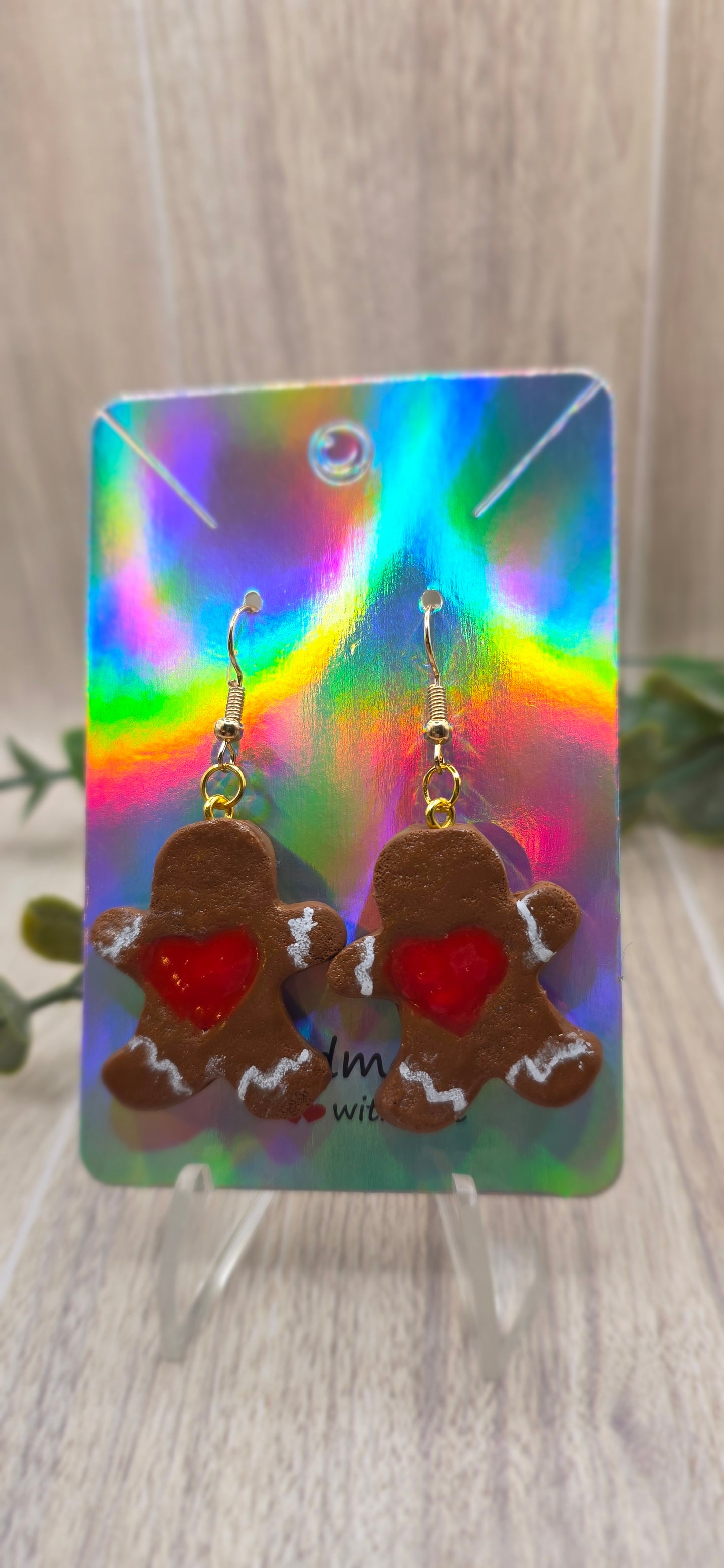Gingerbread Linzer Cookie Christmas Dangle Earrings