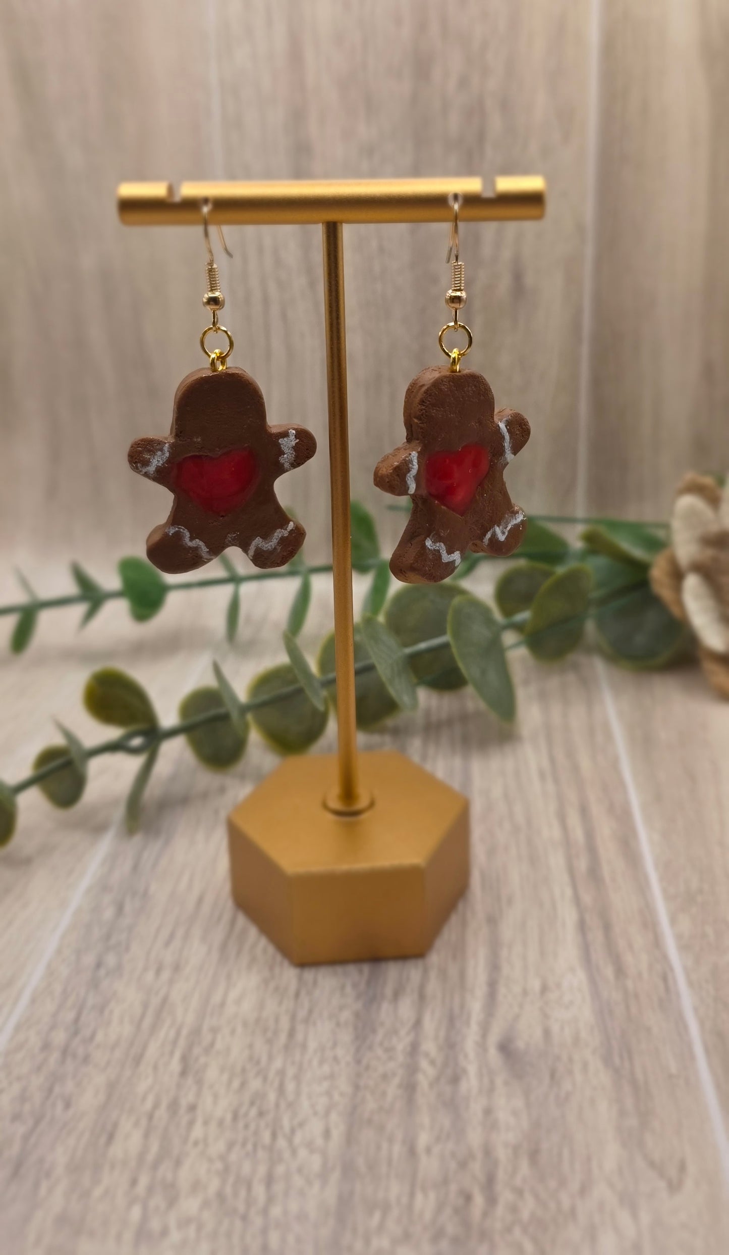Gingerbread Linzer Cookie Christmas Dangle Earrings