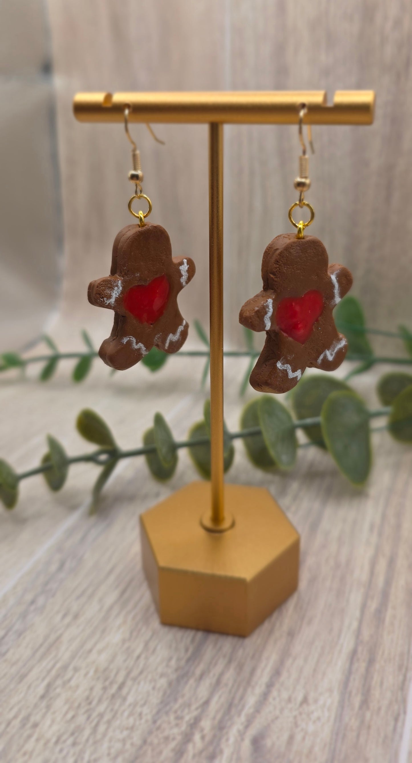 Gingerbread Linzer Cookie Christmas Dangle Earrings