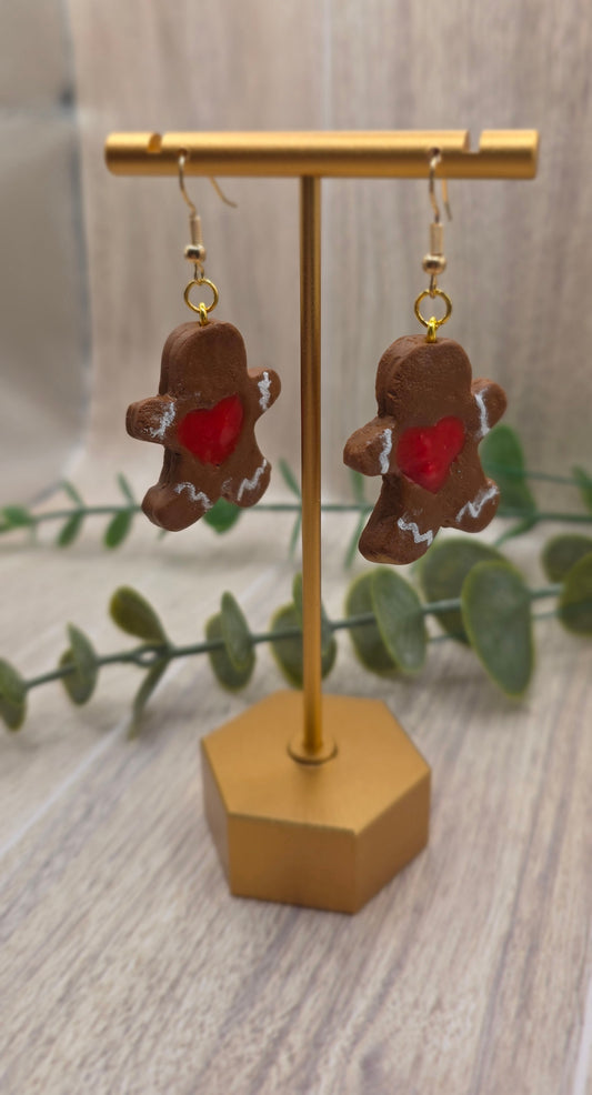 Gingerbread Linzer Cookie Christmas Dangle Earrings