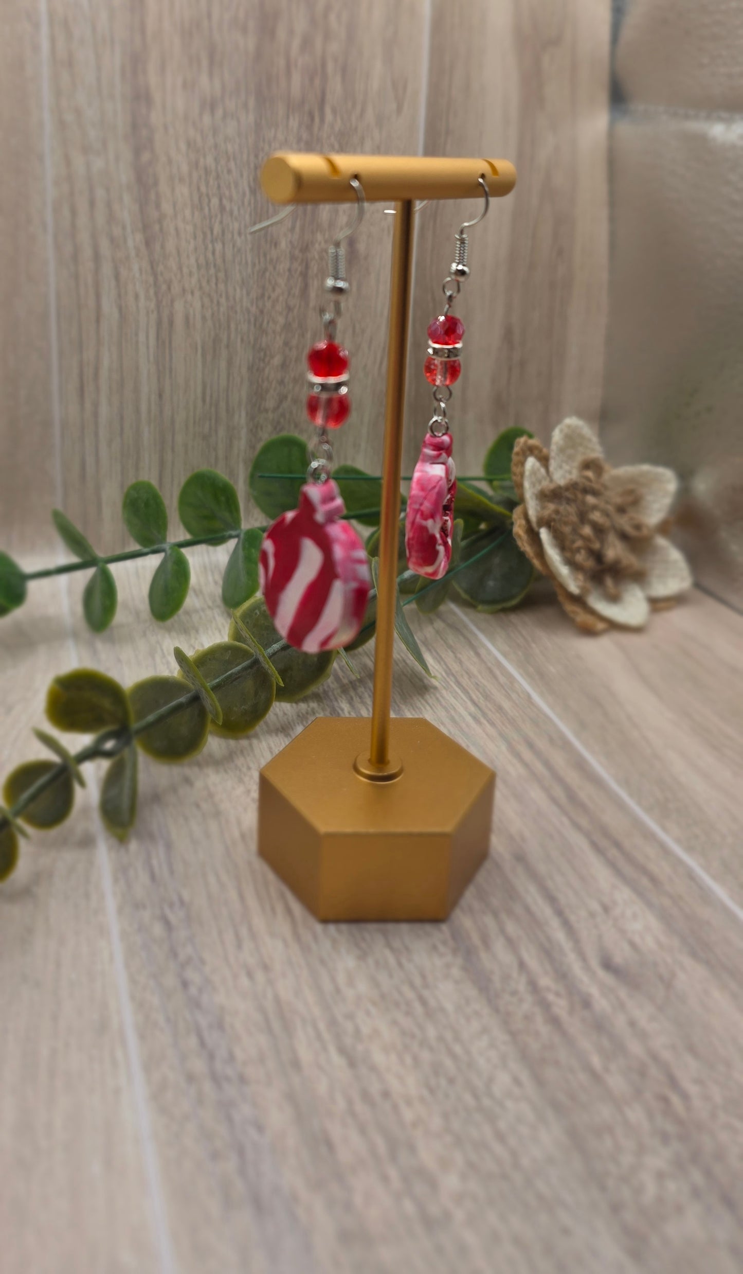 Beaded Glitter Ornament Christmas Dangle Earrings