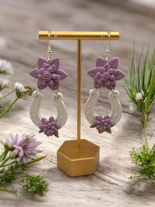 Floral Horseshoe Dangle Earrings