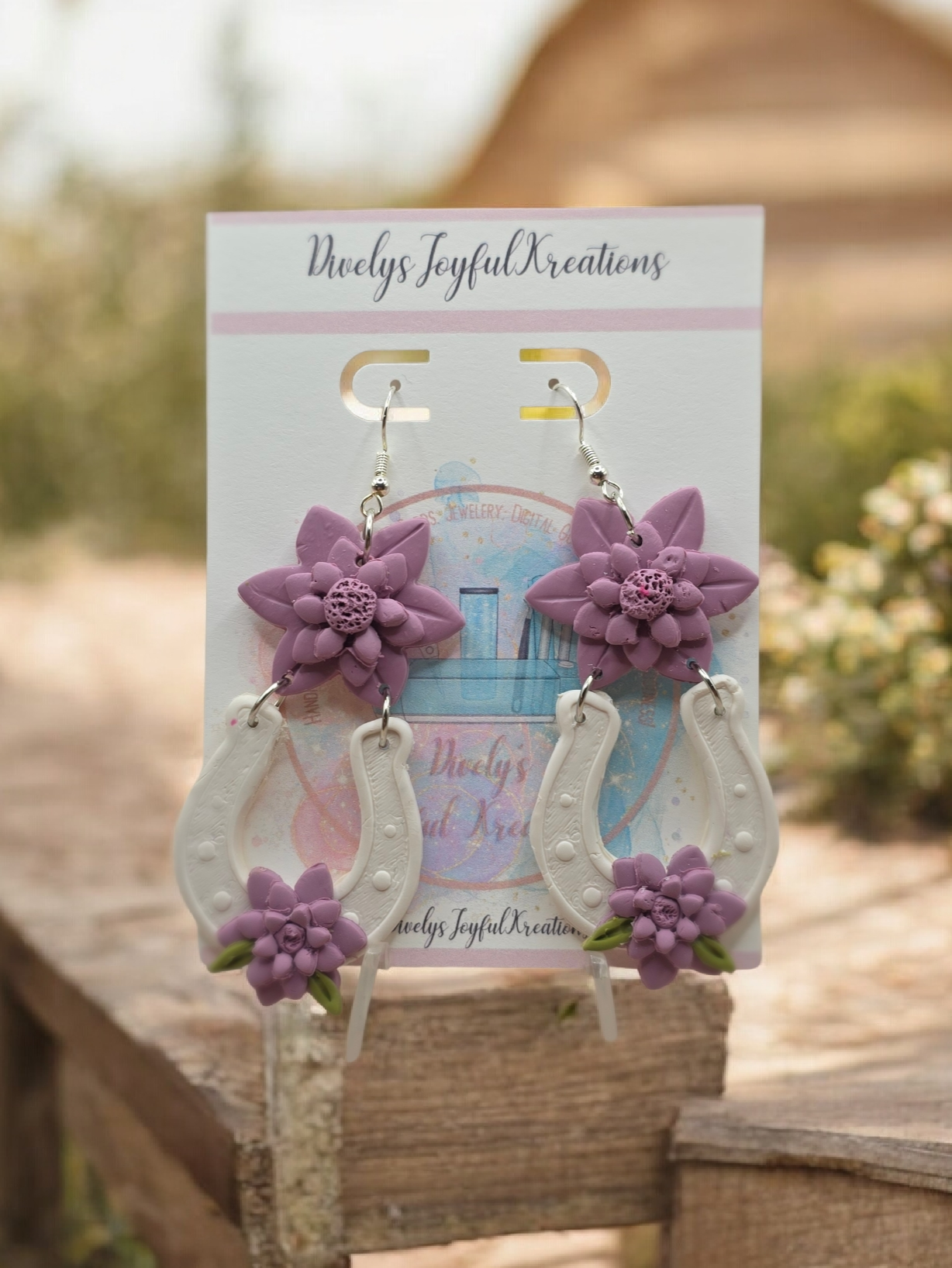 Floral Horseshoe Dangle Earrings
