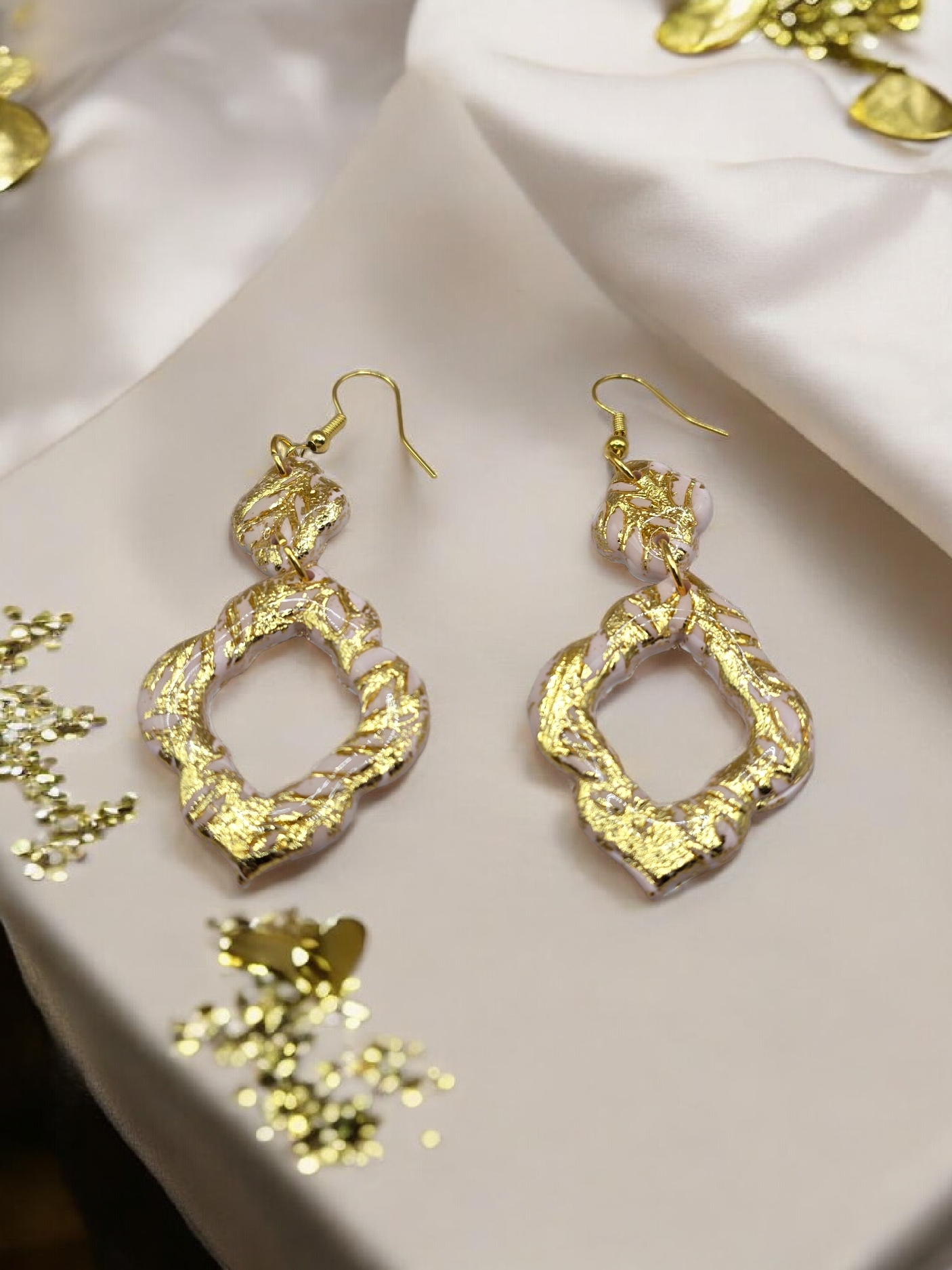 Rose Gold Foil Dangle Earrings