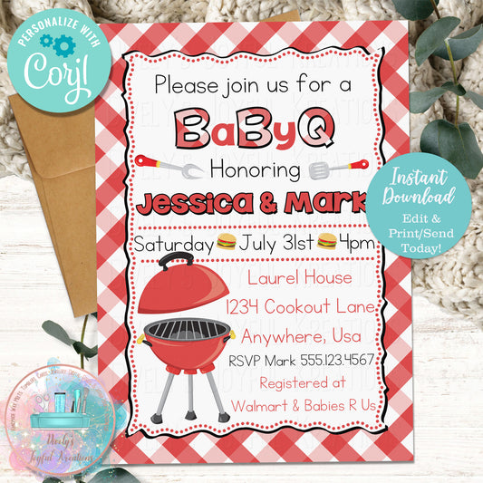 Backyard BabyQ Baby Shower Invitation