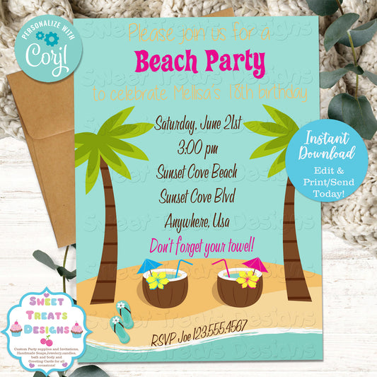 Beach Party Invitation