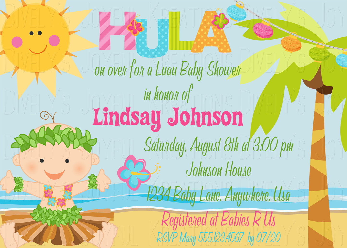 Hula Boy Luau Baby Shower Invitation